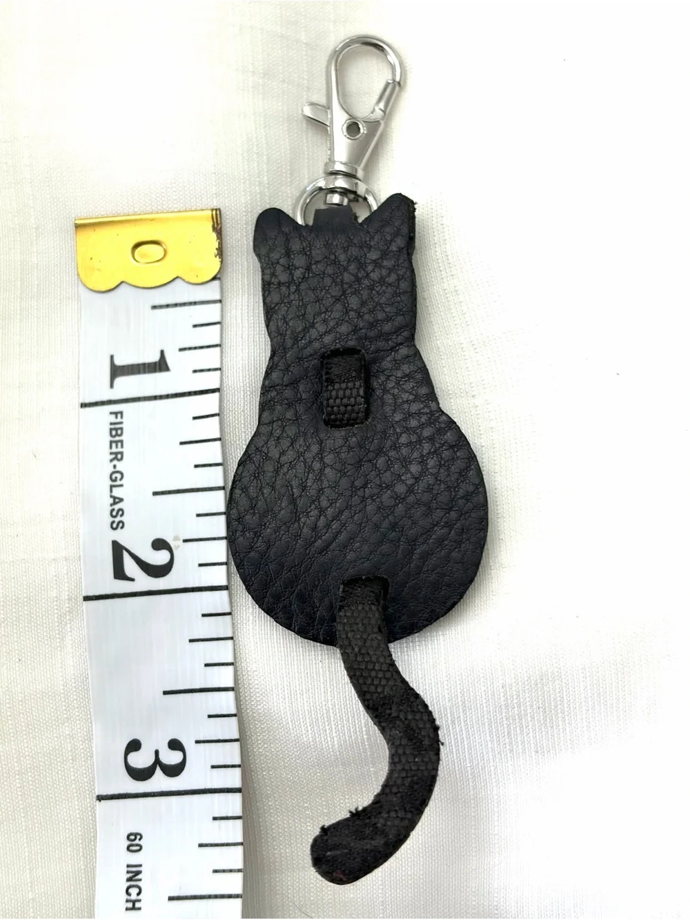 Upcycled COACH Black Cat Leather Keychain Charm